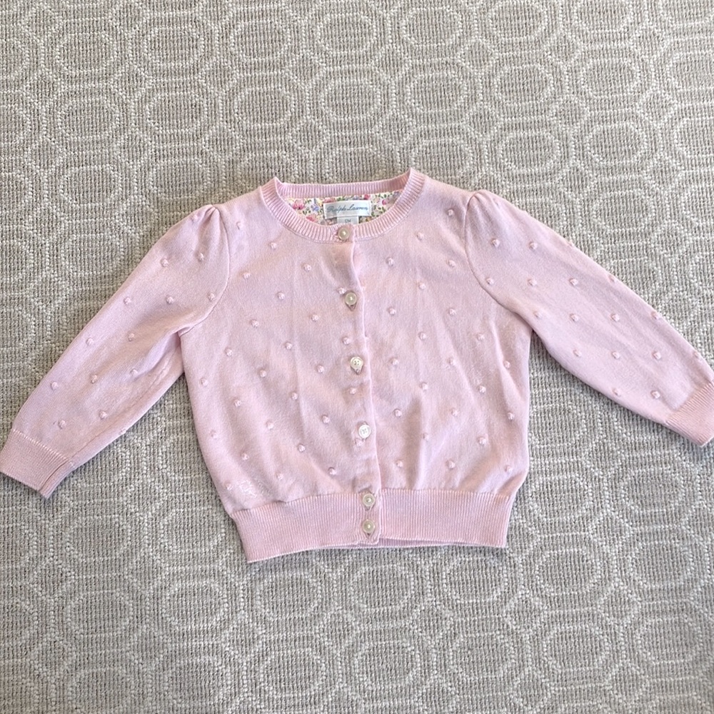 Ralph Lauren Pink Swiss Dot Sweater Size 12M